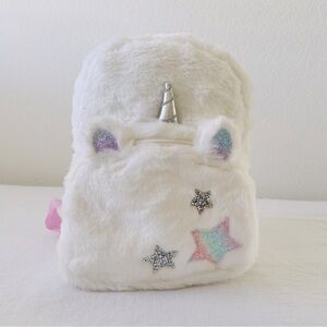 Silver Unicorn Furry/Plush Backpack